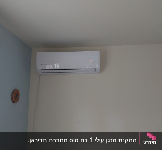 מזגן קיר לבן מותקן על קיר